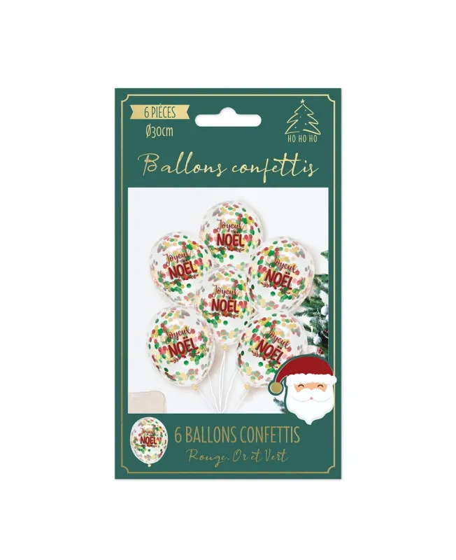 6 ballons confettis Joyeux Noël
