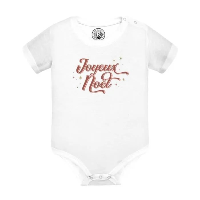 Body Bébé Manche Courte Blanc Joyeux Noel Hiver Cadeau Père Noel