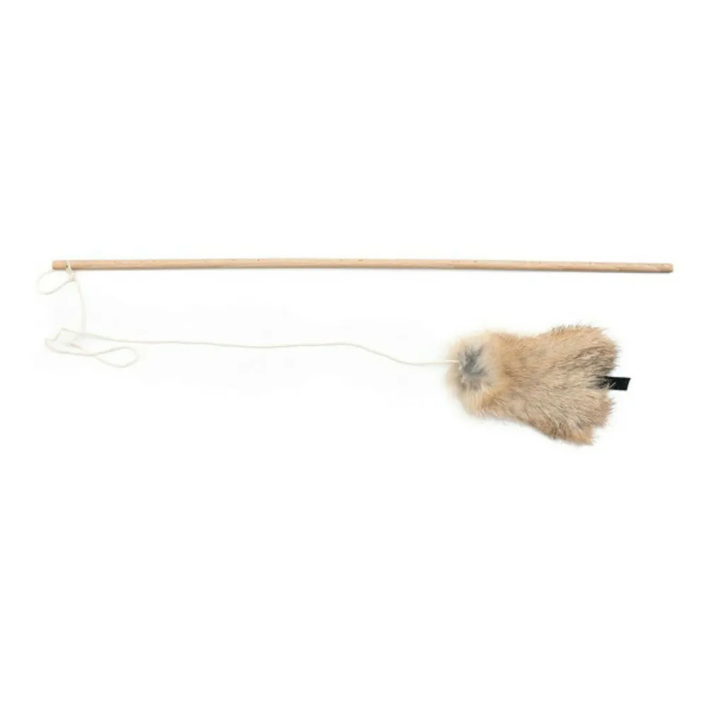 Canne à chat shigeru souris bois cuir peau naturelle