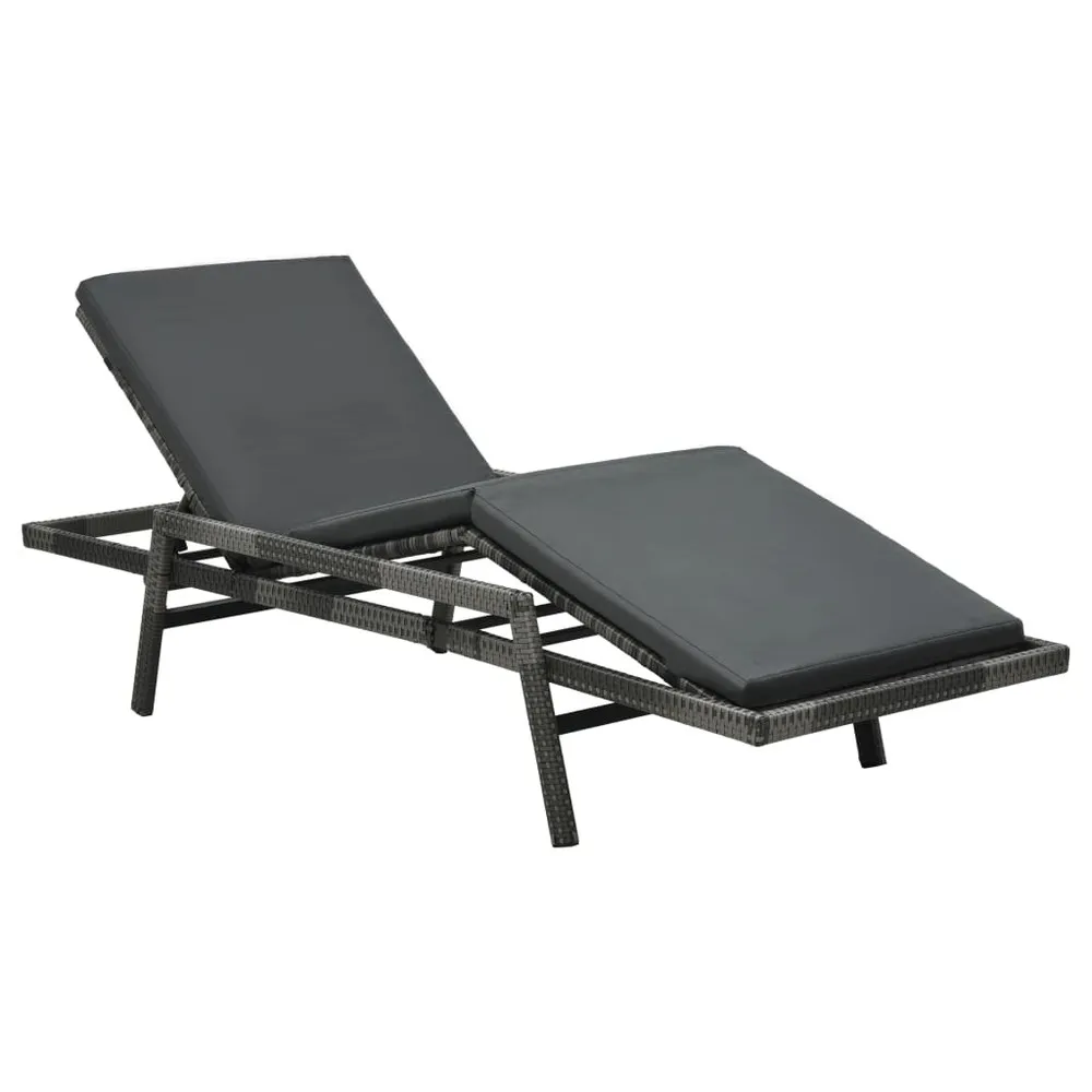 Chaise longue avec coussin résine tressée gris