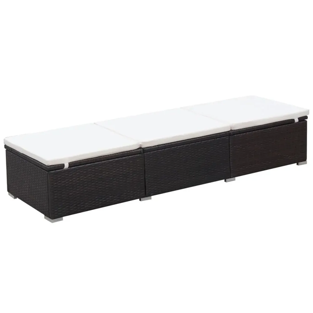 Chaise longue avec coussin résine tressée marron