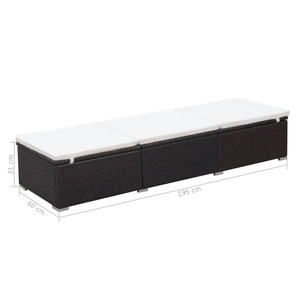 Chaise longue avec coussin résine tressée marron