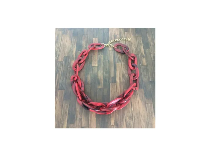 Collier gros maillons rouge