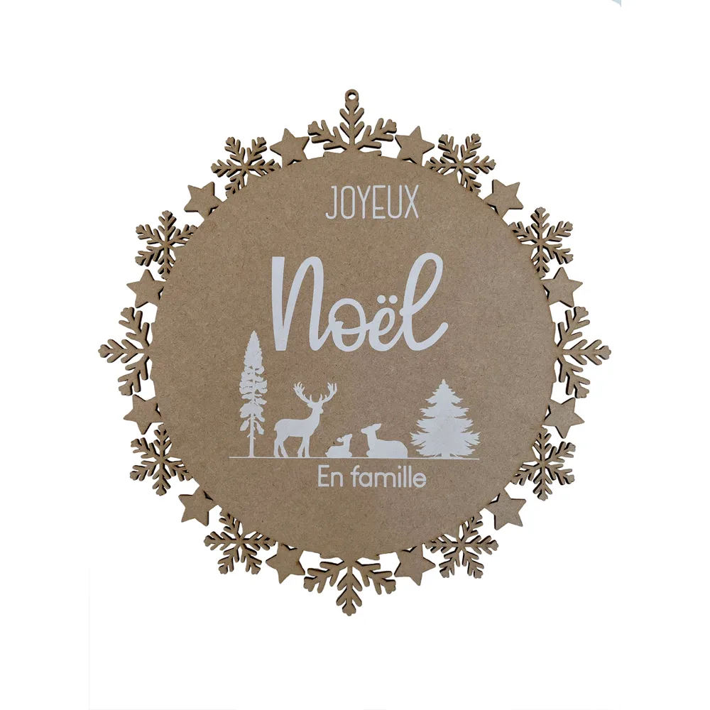 Couronne Cerf "Joyeux Noël en famille" en médium (x4 pièces)
