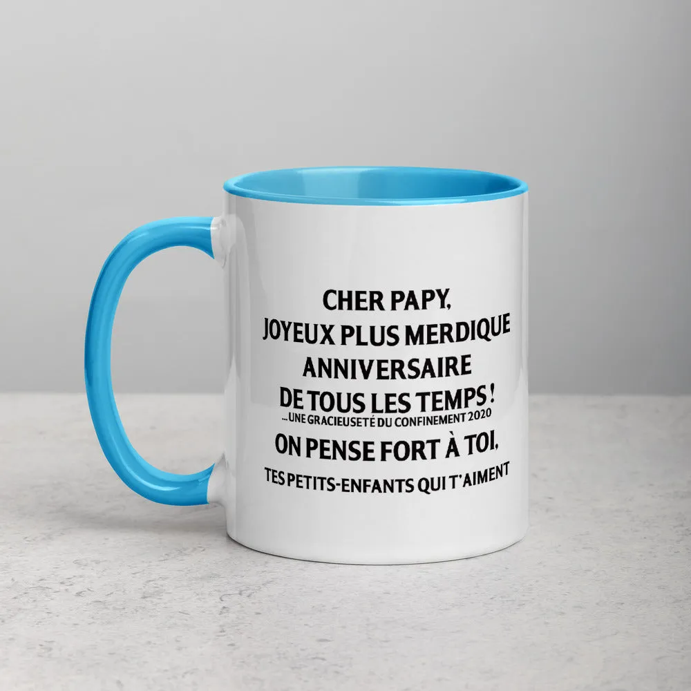 Papy Joyeux plus merdique anniversaire de tous les temps  r - Mug Tasse Couleurs intérieures grand-père