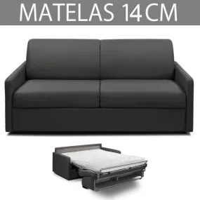 PARADISO Canapé convertible - Ouverture rapide - Tissu gris - Couchage : 140
