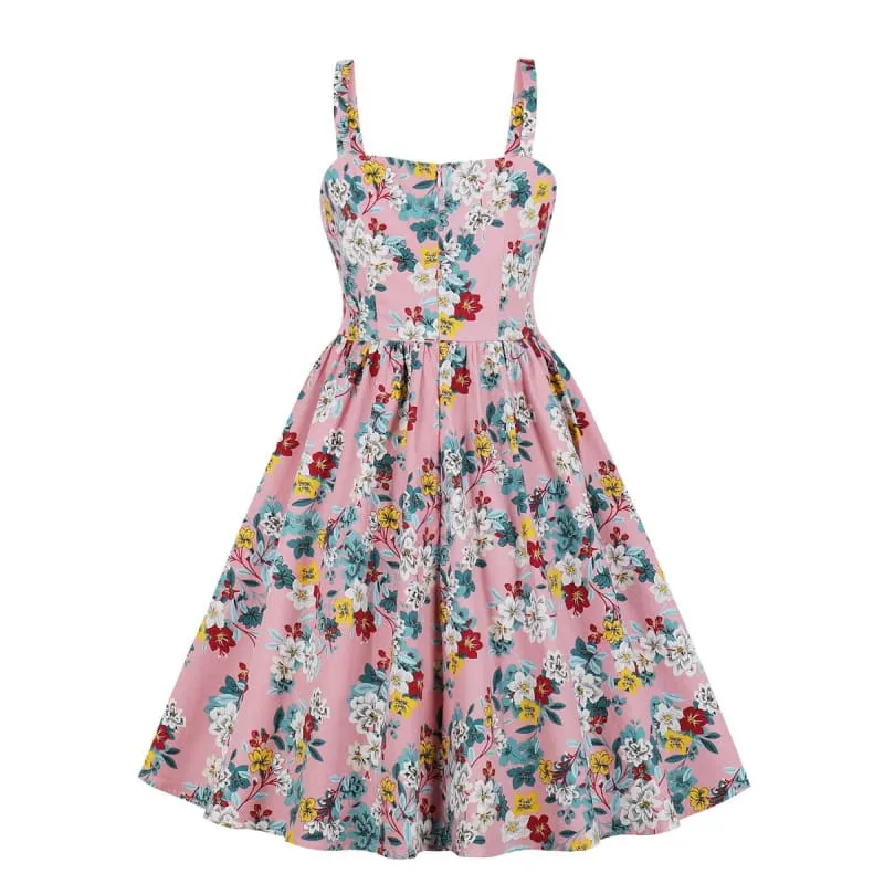 Robe Vintage Imprimée Rose