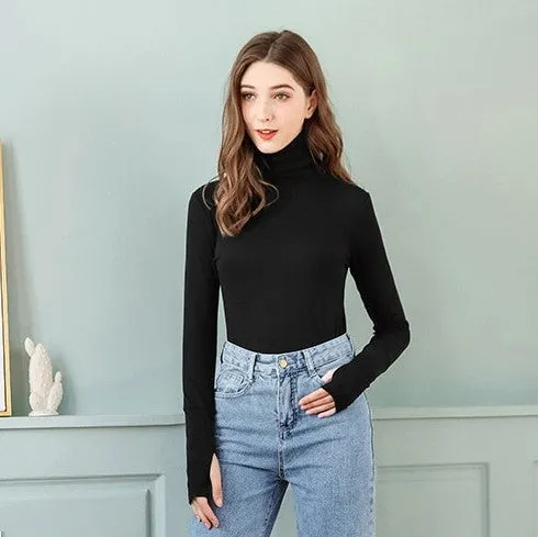 Sous-Pull Femme Col Roulé Noir