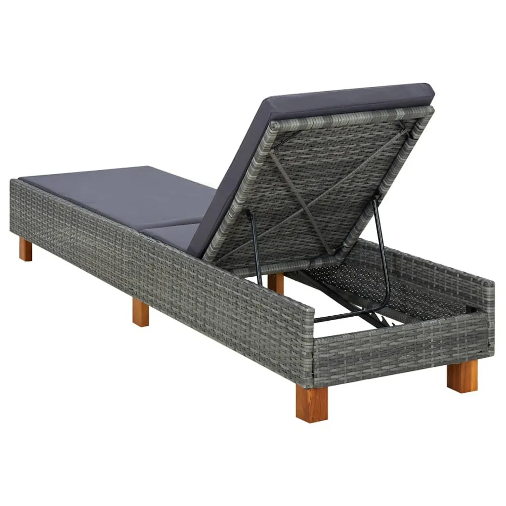 Transat avec coussin résine tressée gris