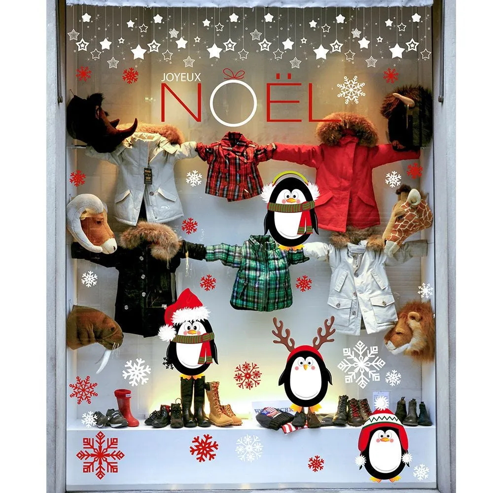 Vitrophanie texte joyeux noël rouge/blanc - 31,8 x 98 cm